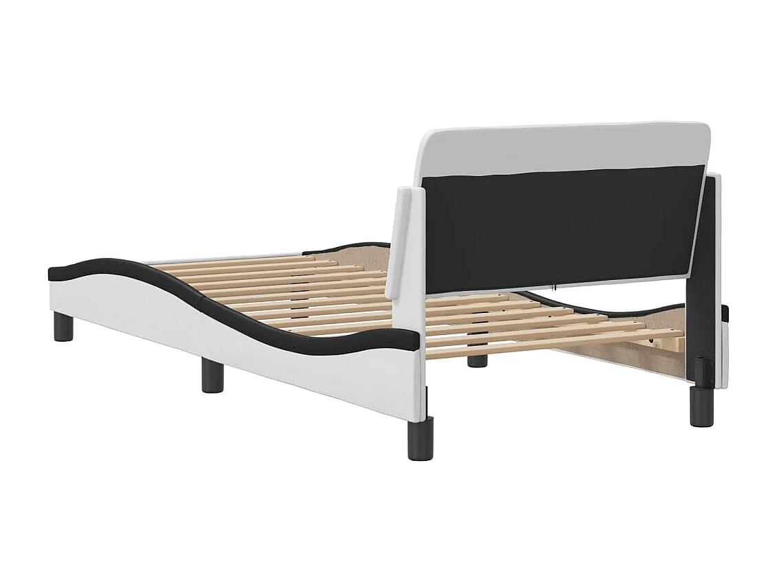 Struttura letto senza materasso bianco e nero 90x190 cm similpelle