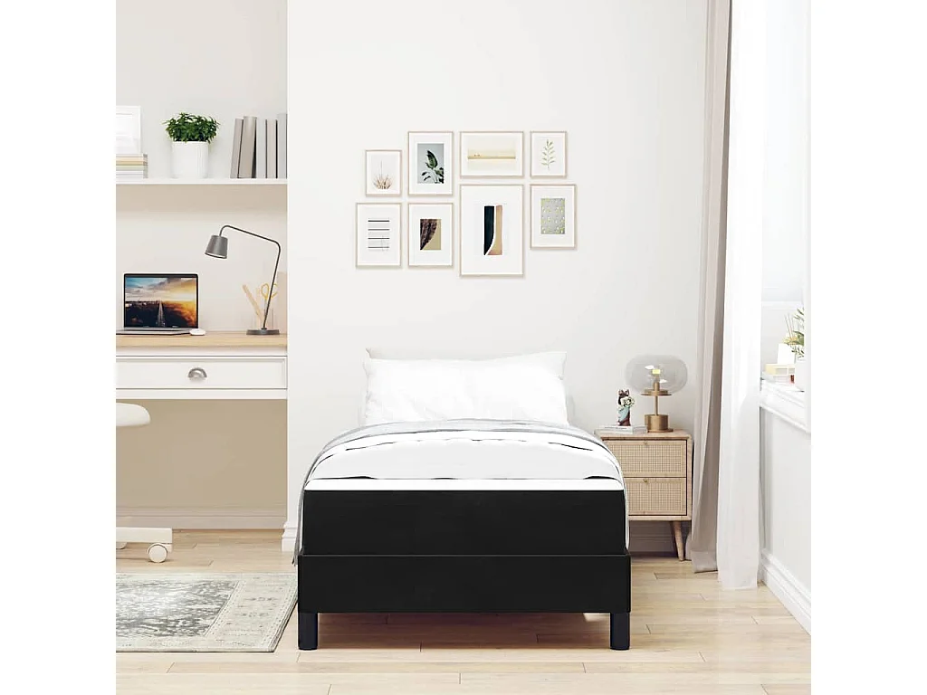 Lit boxspring avec matelas Noir 80 x 200 cm Velours