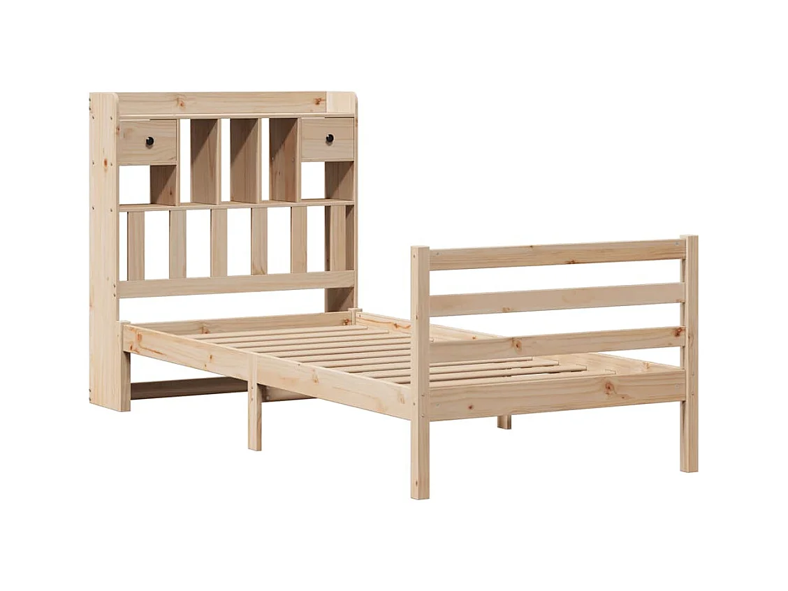 Lit bibliothèque sans matelas 75x190 cm bois de pin massif