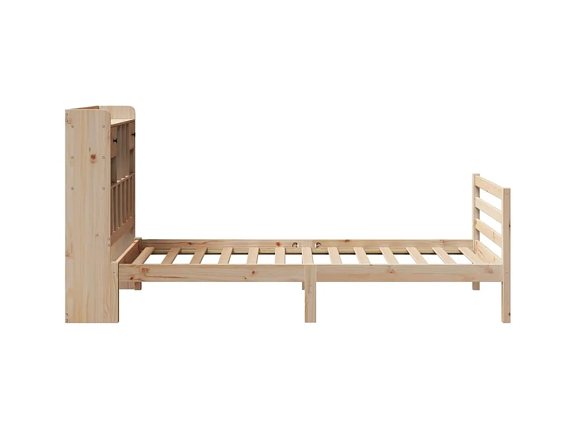 Lit bibliothèque sans matelas 75x190 cm bois de pin massif
