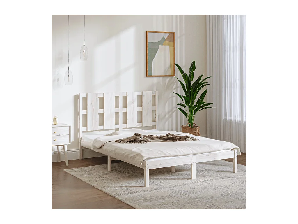 Struttura letto senza materasso bianco 140x200 cm in legno massello di pino