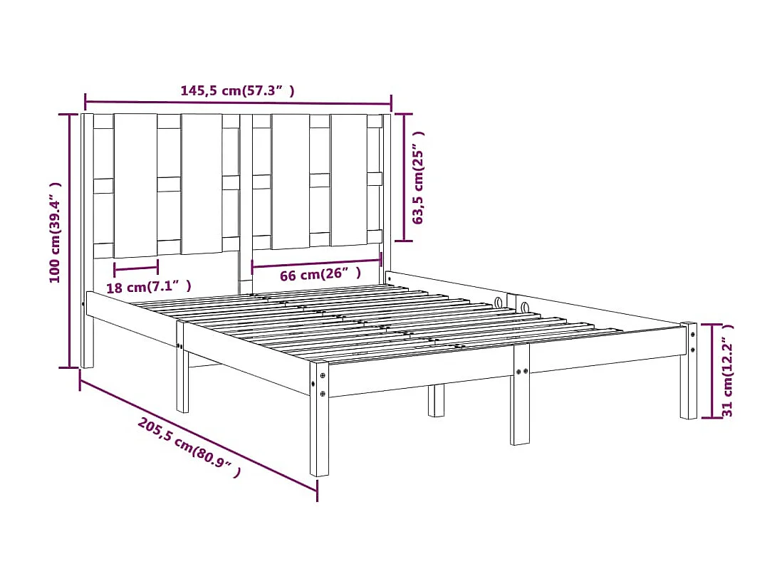 Bedframe zonder matras wit 140x200 cm massief grenenhout