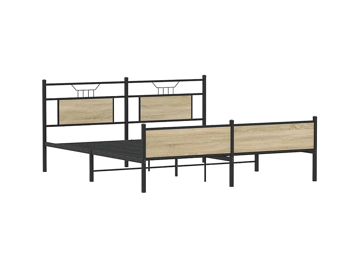 Cadre de lit en métal sans matelas chêne sonoma 180x200 cm