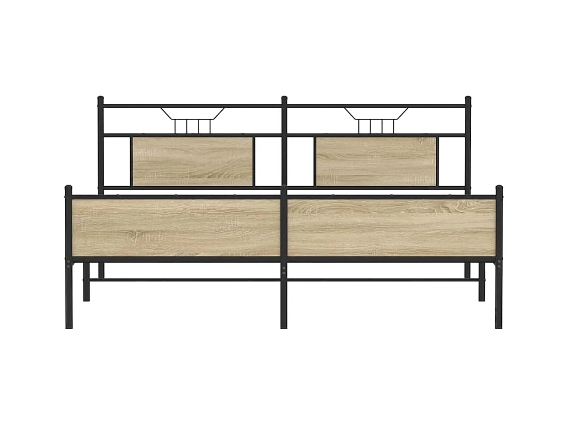 Cadre de lit en métal sans matelas chêne sonoma 180x200 cm