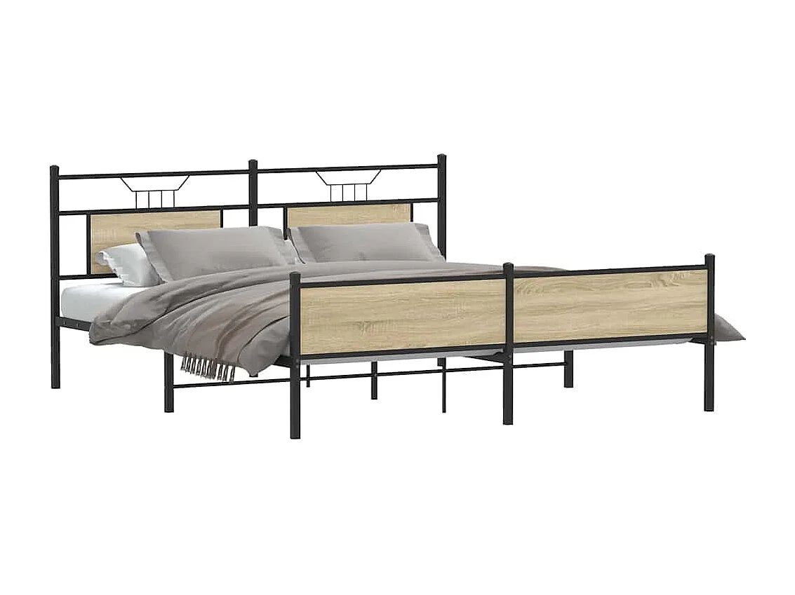 Metallbettgestell ohne Matratze Sonoma Eiche 180x200 cm