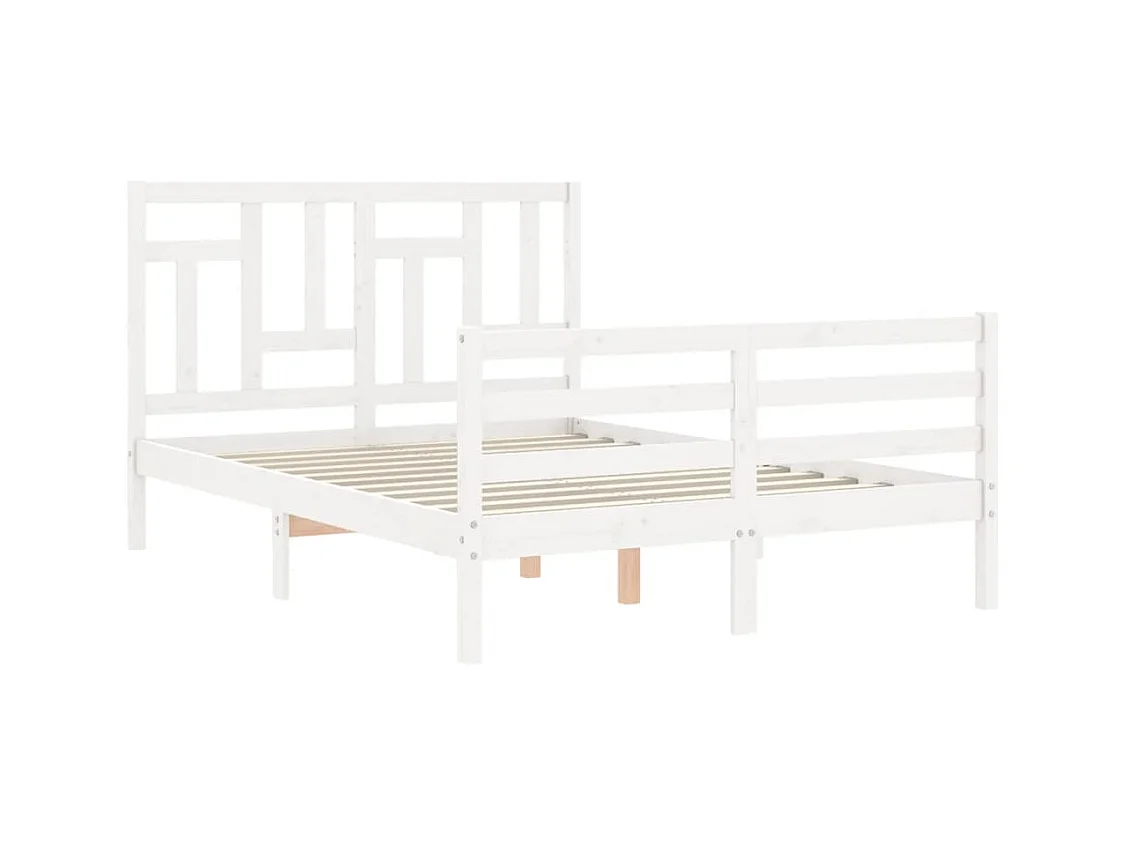 Cadre de lit sans matelas blanc 140x200 cm bois massif