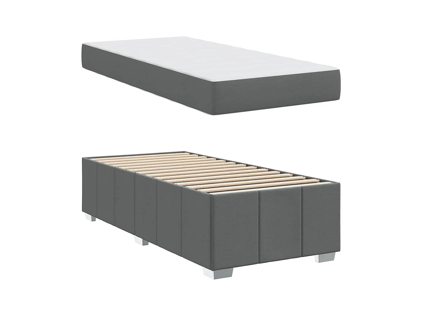 Bedframe met matras Donkergrijs 90 x 190 cm stof