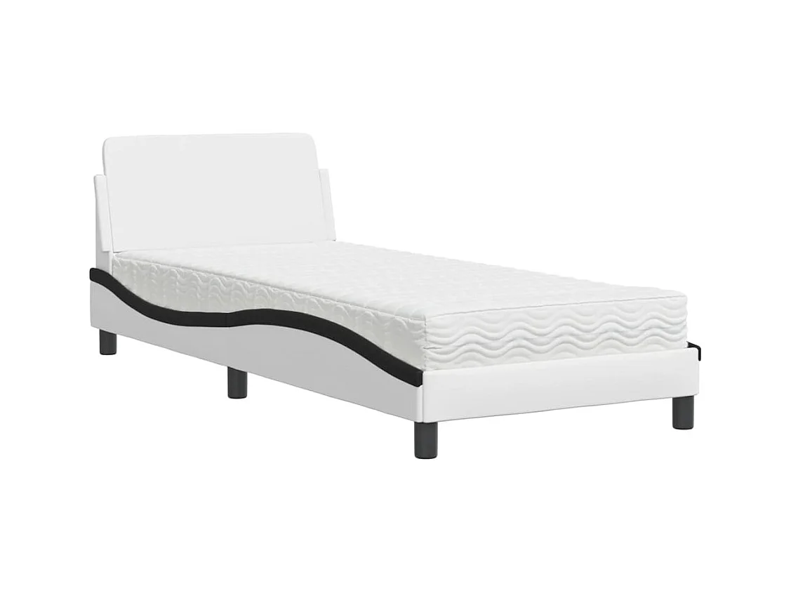 Bed met wit en zwart matras 80x200 cm imitatieleer