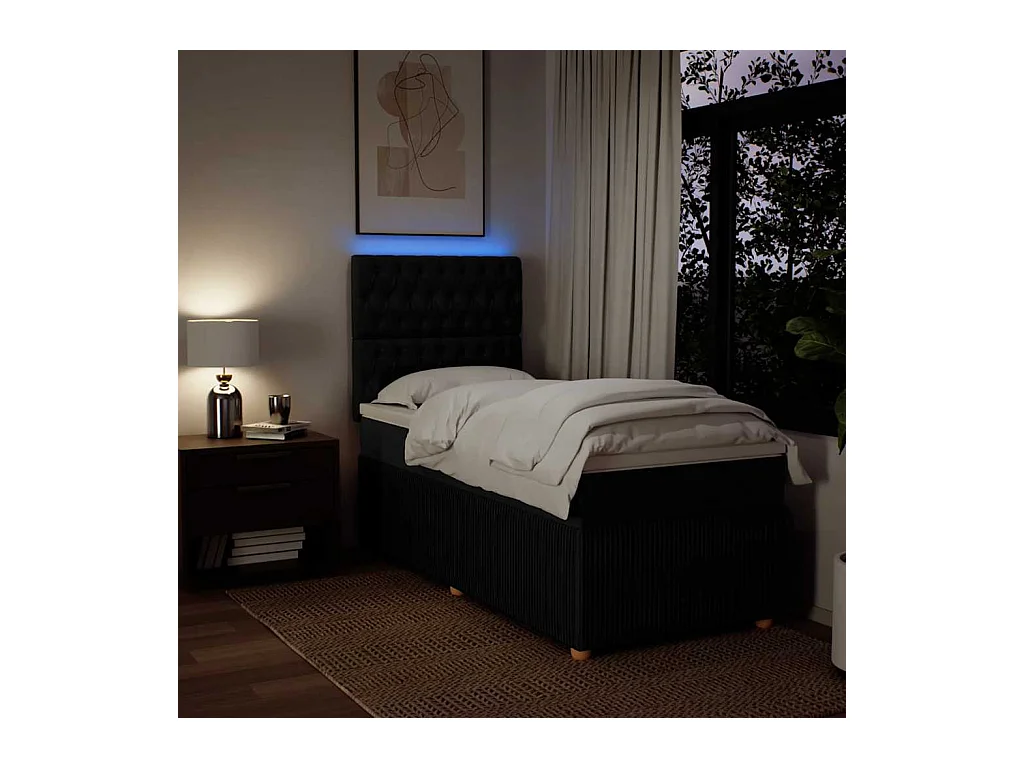 Sommier à lattes de lit avec matelas Noir 100x200 cm Tissu