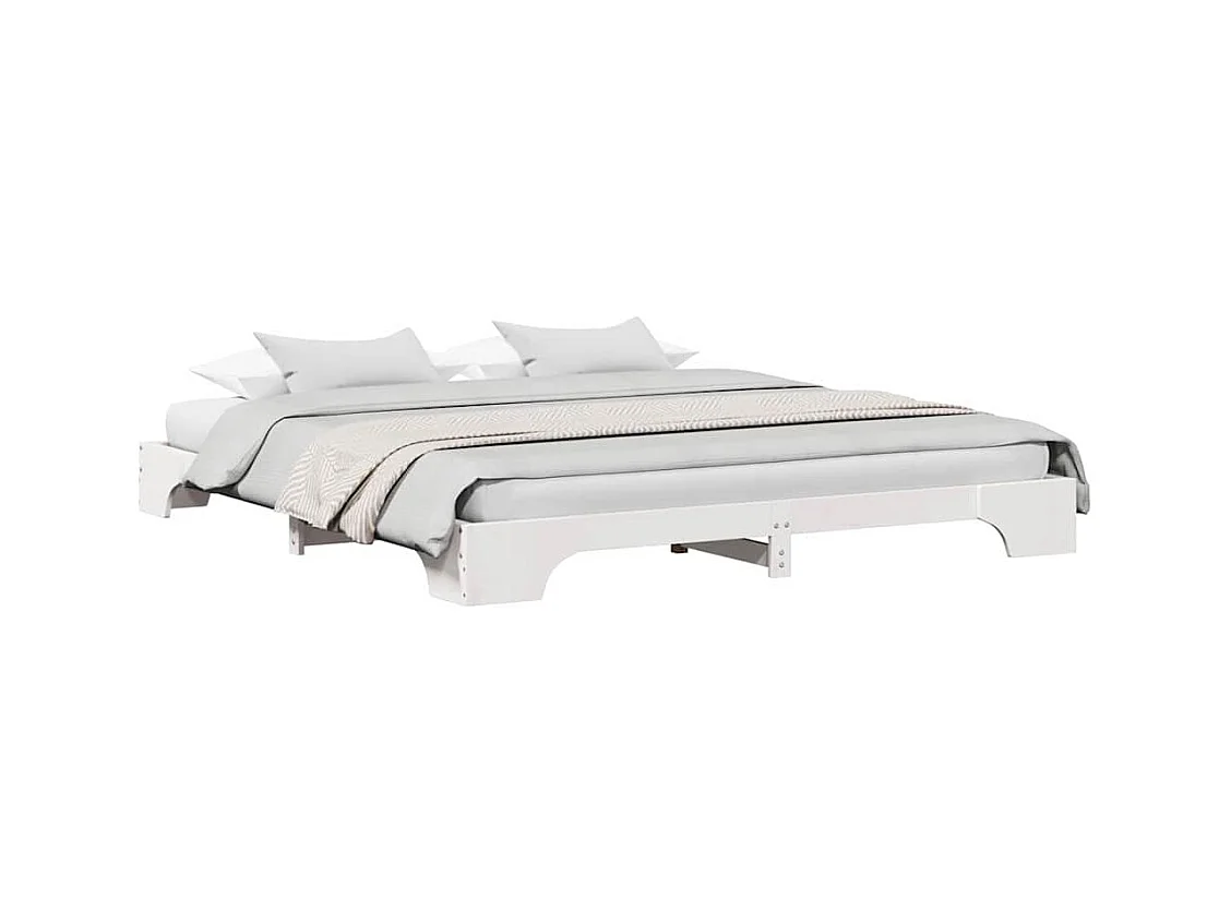 Cadre de lit Blanc 200 x 200 cm Bois massif en pin