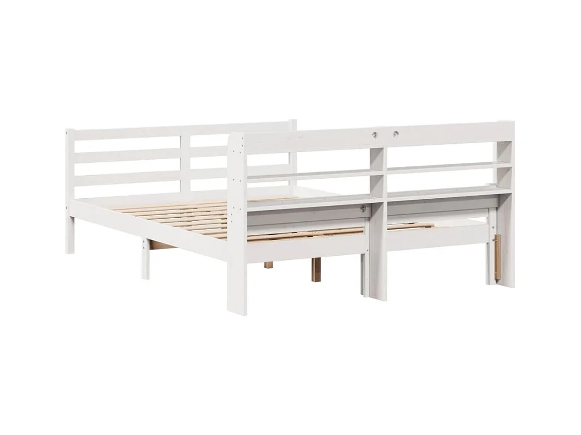 Cadre de lit avec tête de lit sans matelas blanc 140x200 cm