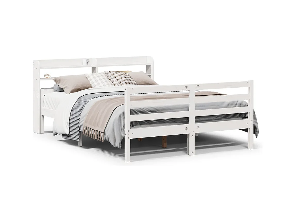 Bedframe met hoofdbord zonder matras wit 140x200 cm