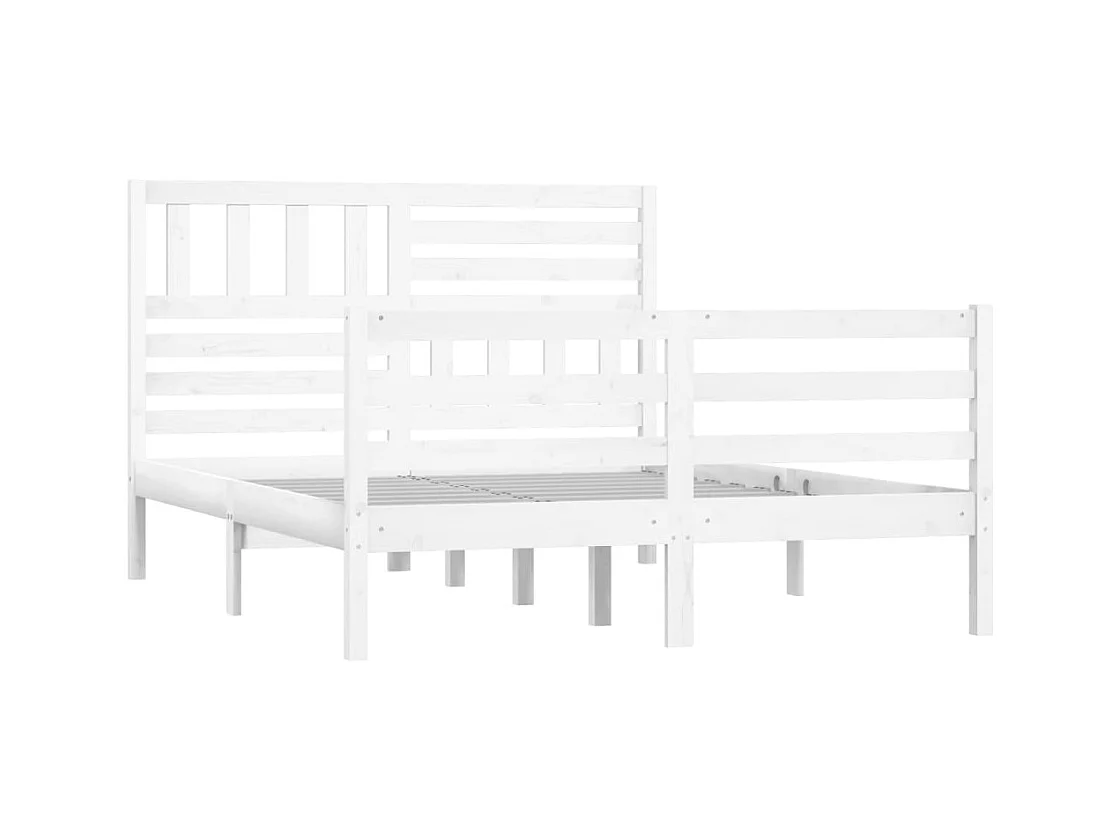 Bedframe zonder matras wit massief hout 140x190 cm