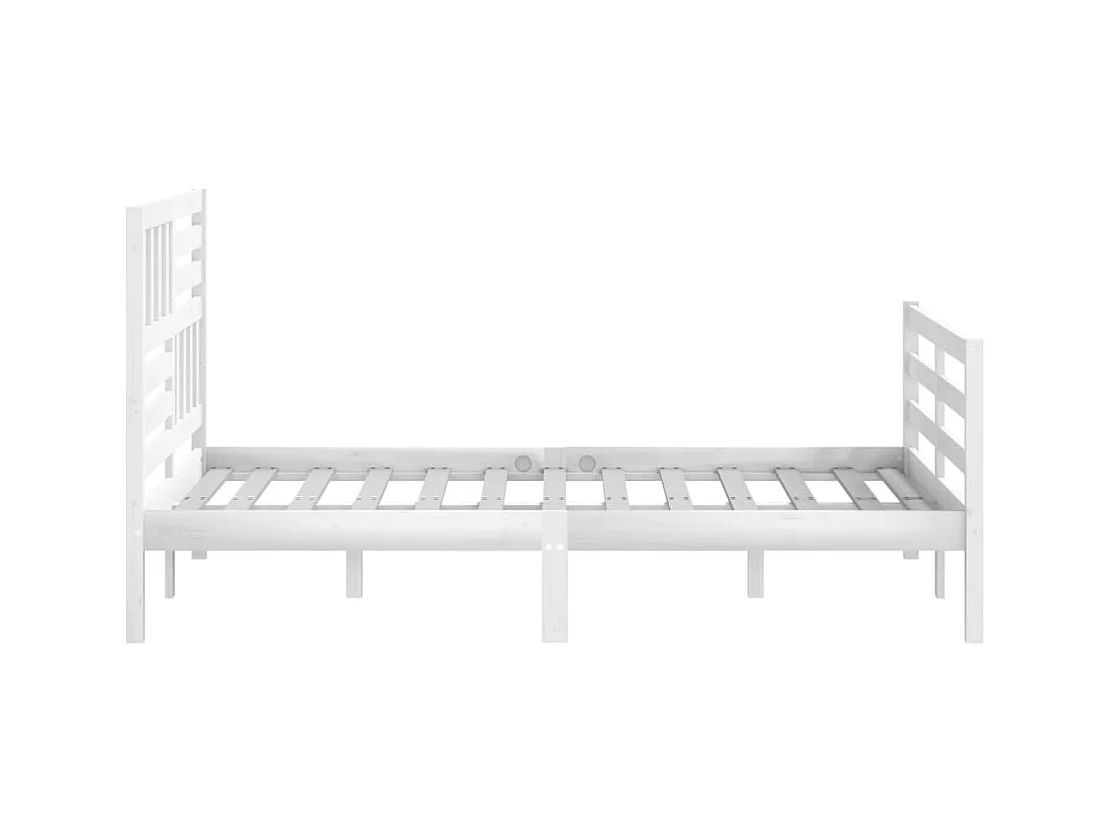 Estructura de cama sin colchón de madera maciza blanca 140x190 cm