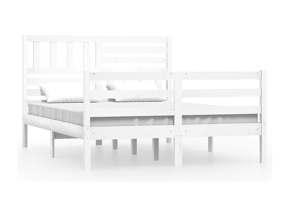 Cadre de lit sans matelas blanc bois massif 140x190 cm