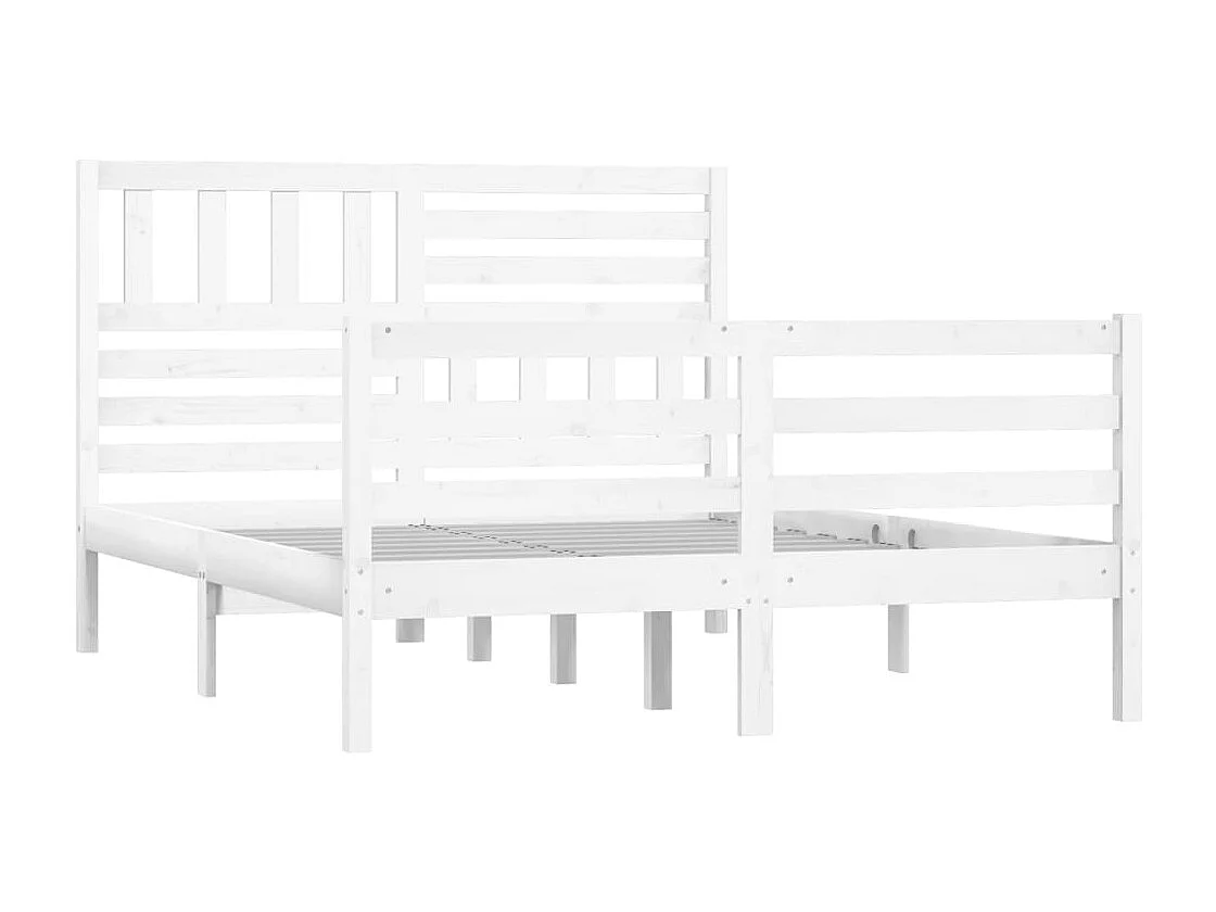 Cadre de lit sans matelas blanc bois massif 140x190 cm