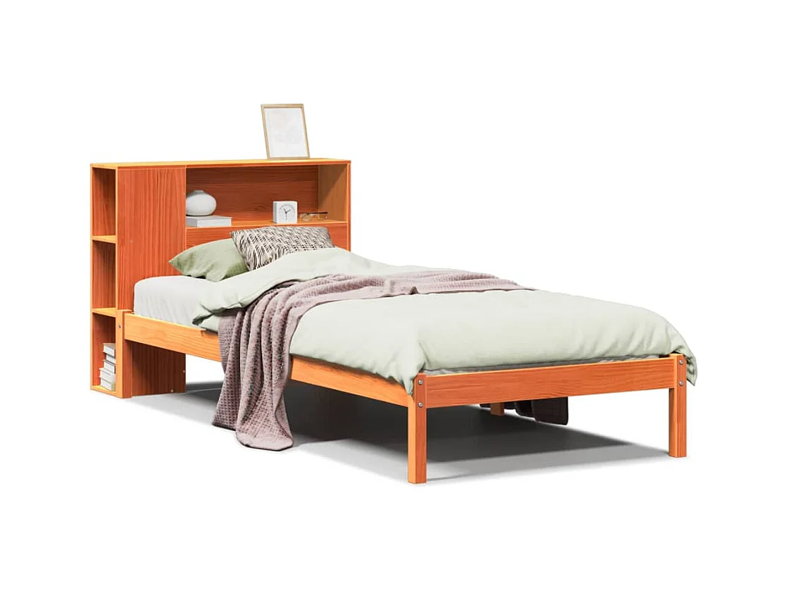 Boekenkastbed zonder matras, bruine was, 100x200 cm, massief grenen