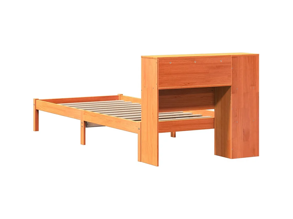 Boekenkastbed zonder matras, bruine was, 100x200 cm, massief grenen