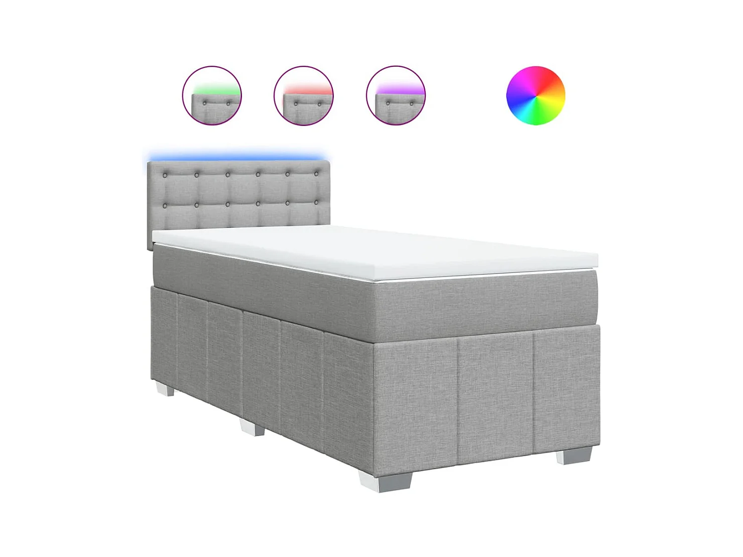 Sommier à lattes de lit avec matelas gris clair 80x200 cm tissu