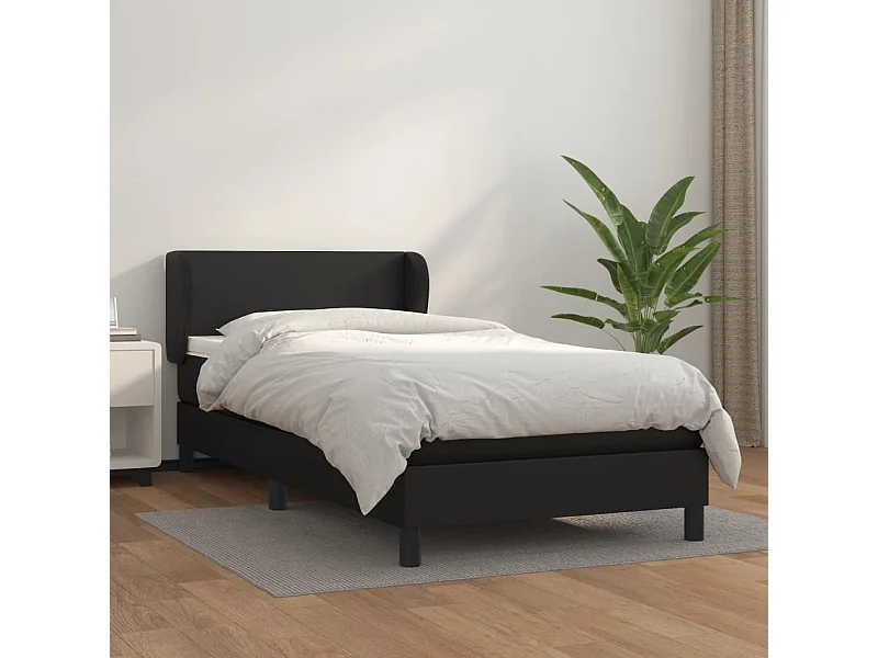 Lattenbodem met matras Zwart 80x200cm Kunstleer