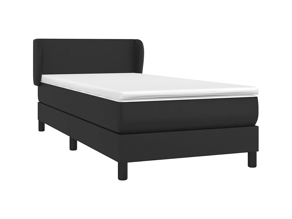 Lattenbodem met matras Zwart 80x200cm Kunstleer