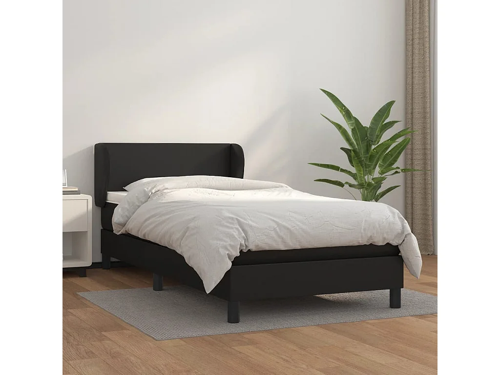 Sommier à lattes de lit avec matelas Noir 80x200cm Similicuir