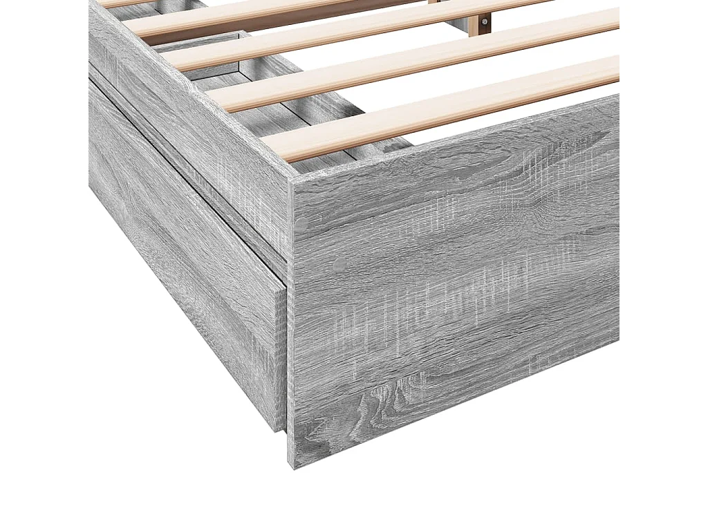 Estructura de cama con cajones sin colchón Sonoma gris 200x200 cm