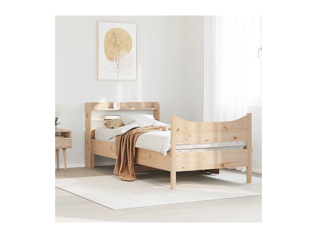 Bedframe met hoofdbord 90x190 cm massief grenenhout