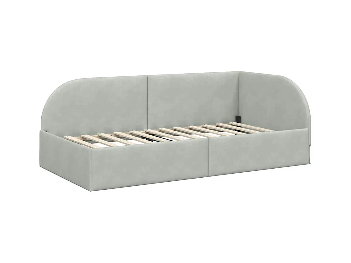 Hoekbedframe Lichtgrijs 90 x 200 cm Fluweel