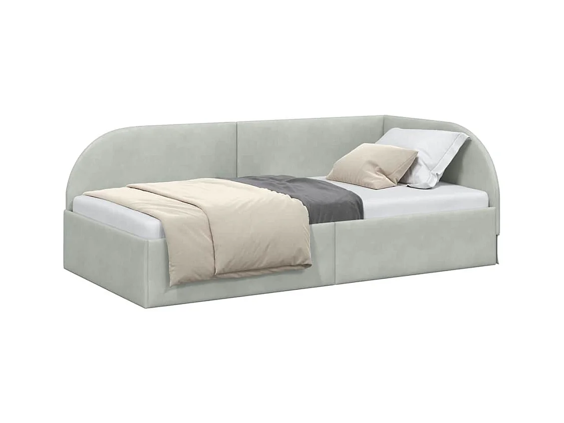 Hoekbedframe Lichtgrijs 90 x 200 cm Fluweel