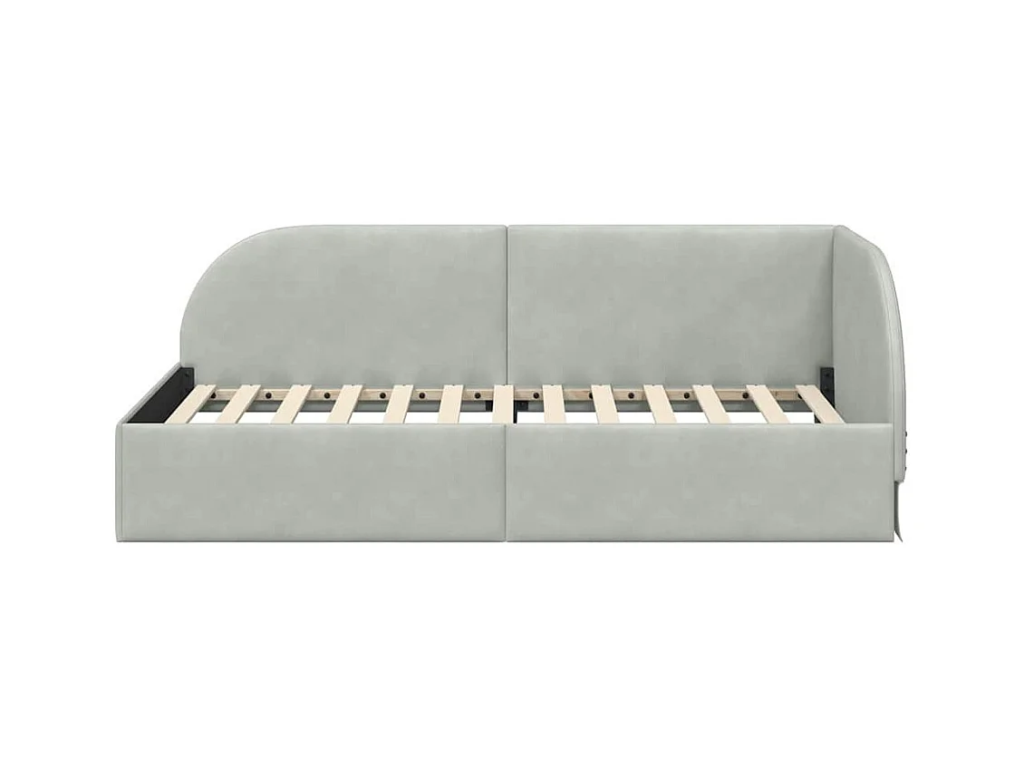 Hoekbedframe Lichtgrijs 90 x 200 cm Fluweel