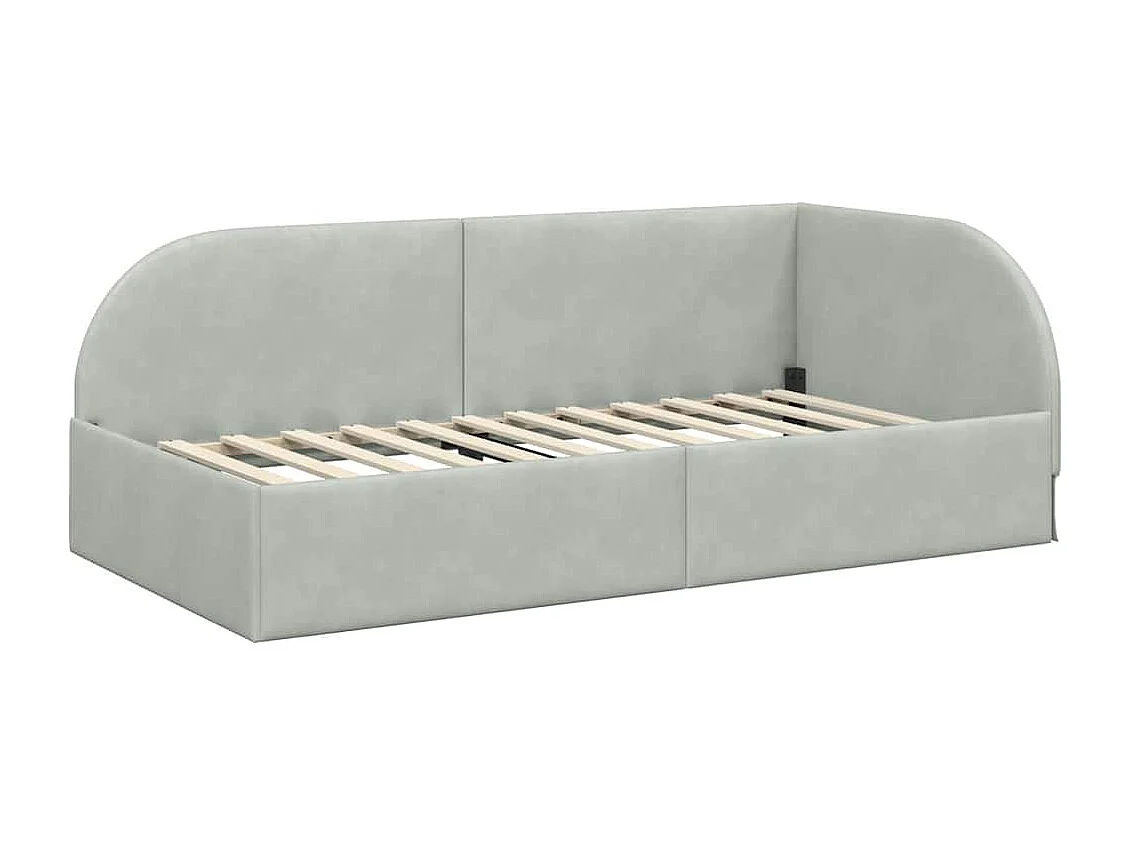 Hoekbedframe Lichtgrijs 90 x 200 cm Fluweel