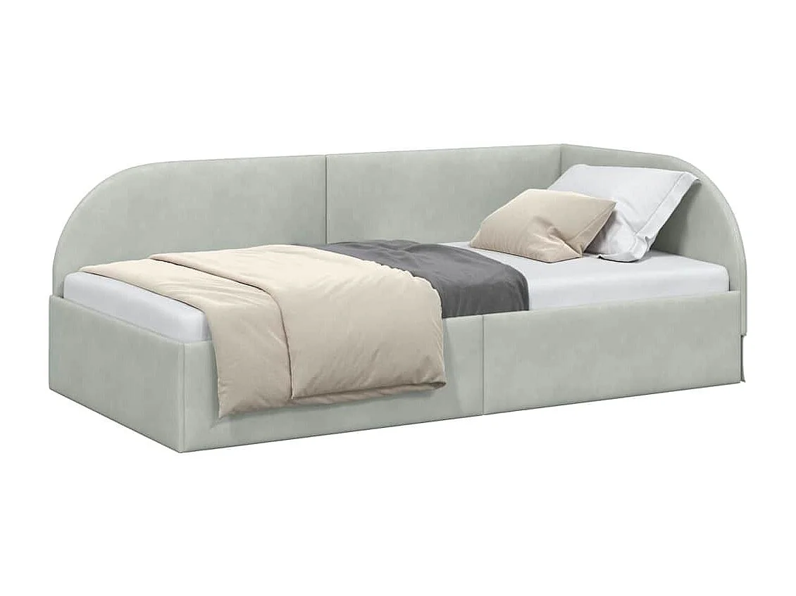 Hoekbedframe Lichtgrijs 90 x 200 cm Fluweel