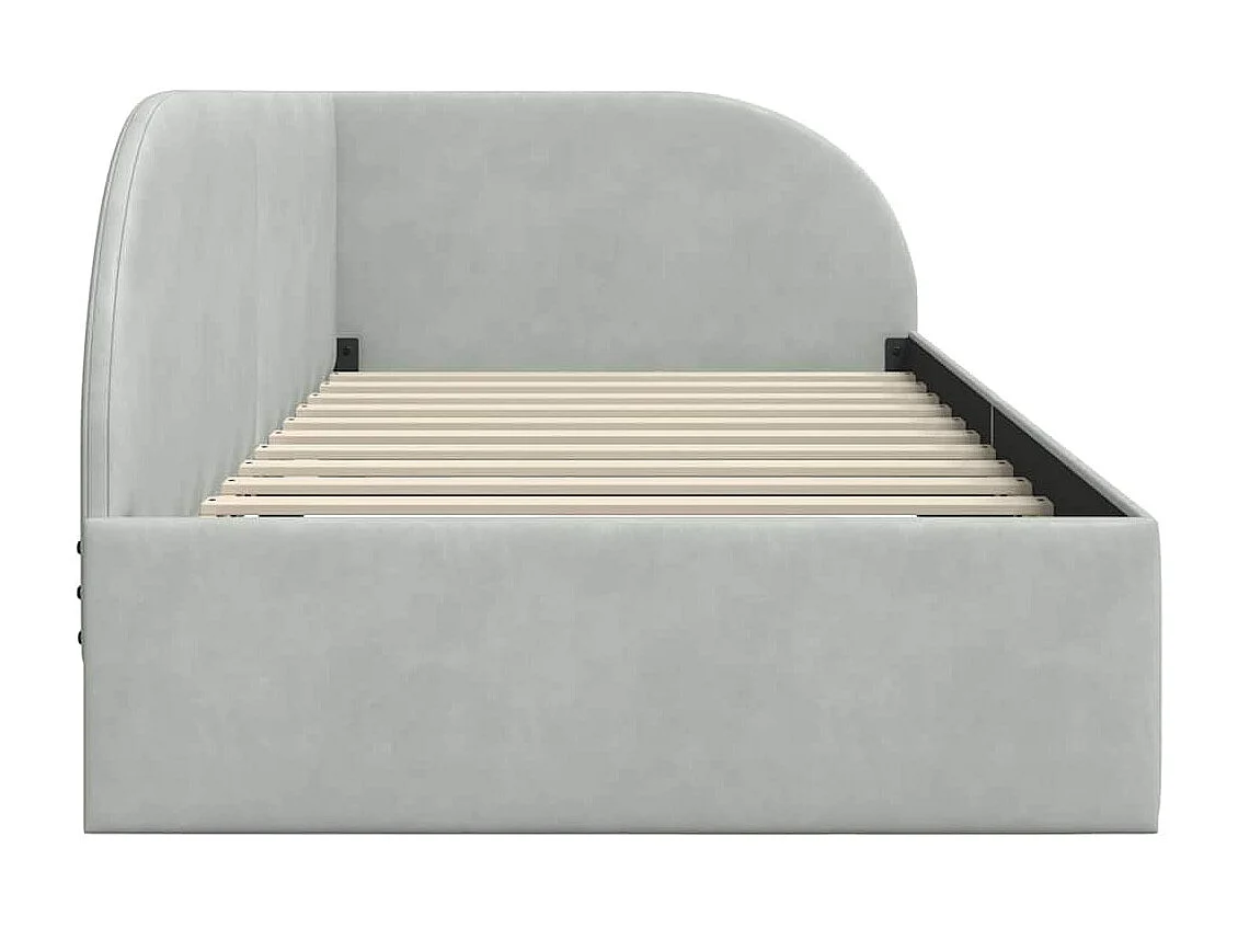 Hoekbedframe Lichtgrijs 90 x 200 cm Fluweel