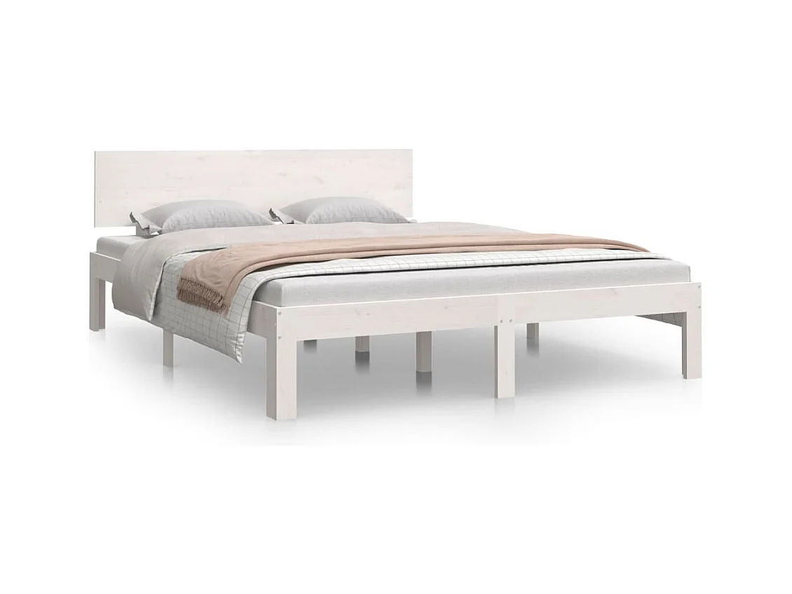Estructura de cama sin colchón de madera maciza de pino blanco 140x190 cm
