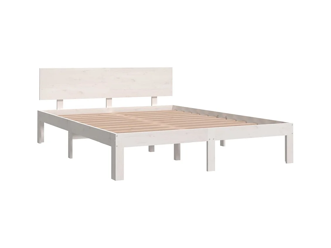 Estructura de cama sin colchón de madera maciza de pino blanco 140x190 cm