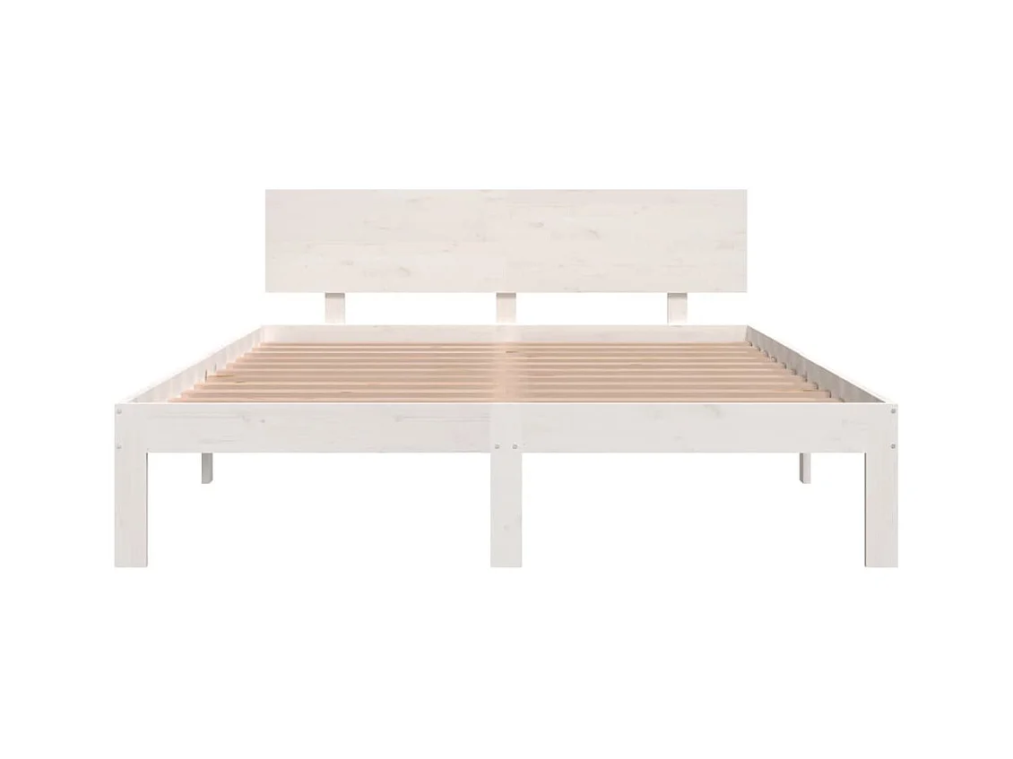 Estructura de cama sin colchón de madera maciza de pino blanco 140x190 cm