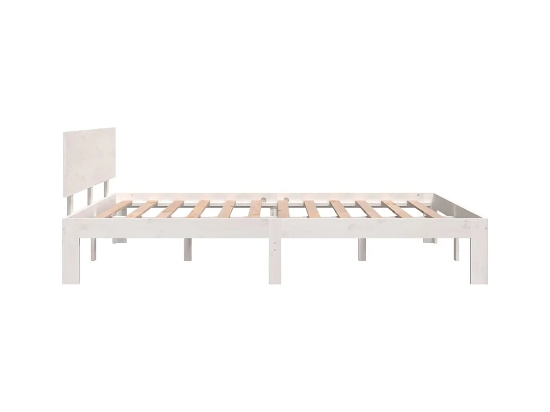 Estructura de cama sin colchón de madera maciza de pino blanco 140x190 cm