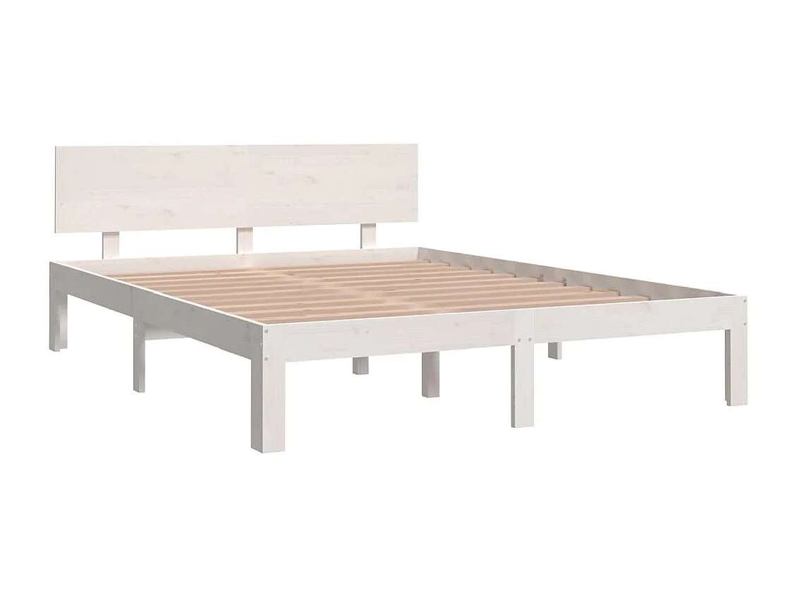 Cadre de lit sans matelas blanc bois de pin massif 140x190 cm