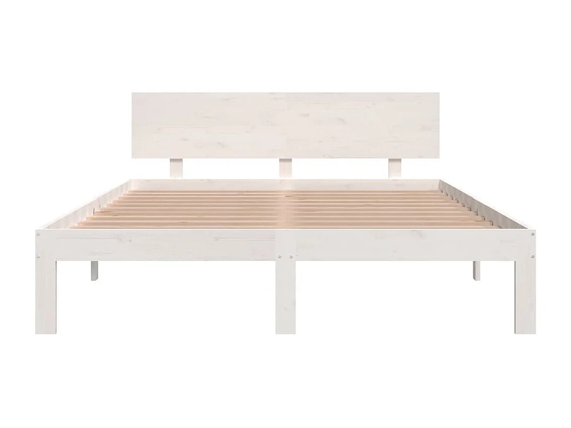 Cadre de lit sans matelas blanc bois de pin massif 140x190 cm