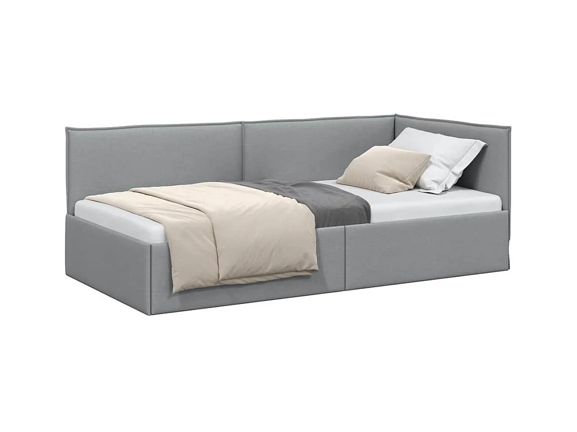 Lichtgrijs hoekbedframe 100 x 200 cm stof