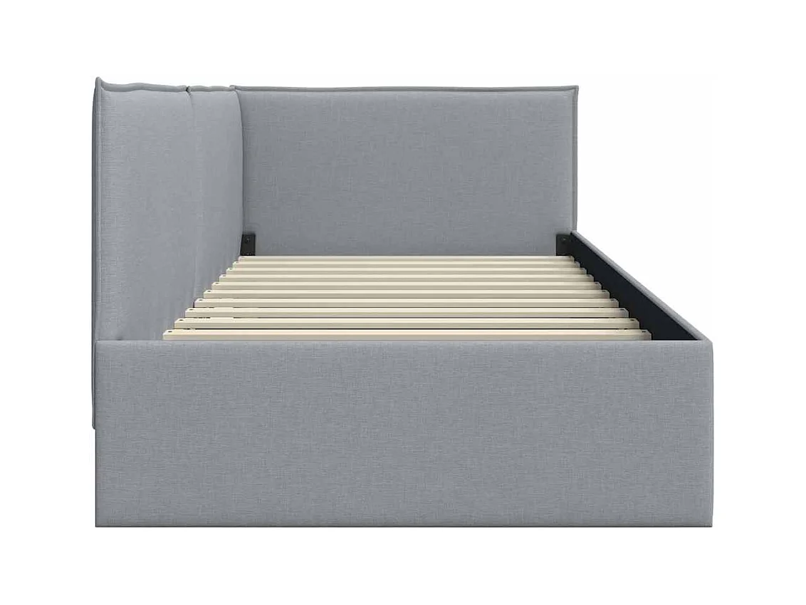 Lichtgrijs hoekbedframe 100 x 200 cm stof