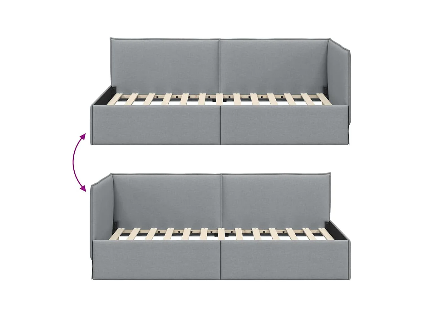 Lichtgrijs hoekbedframe 100 x 200 cm stof