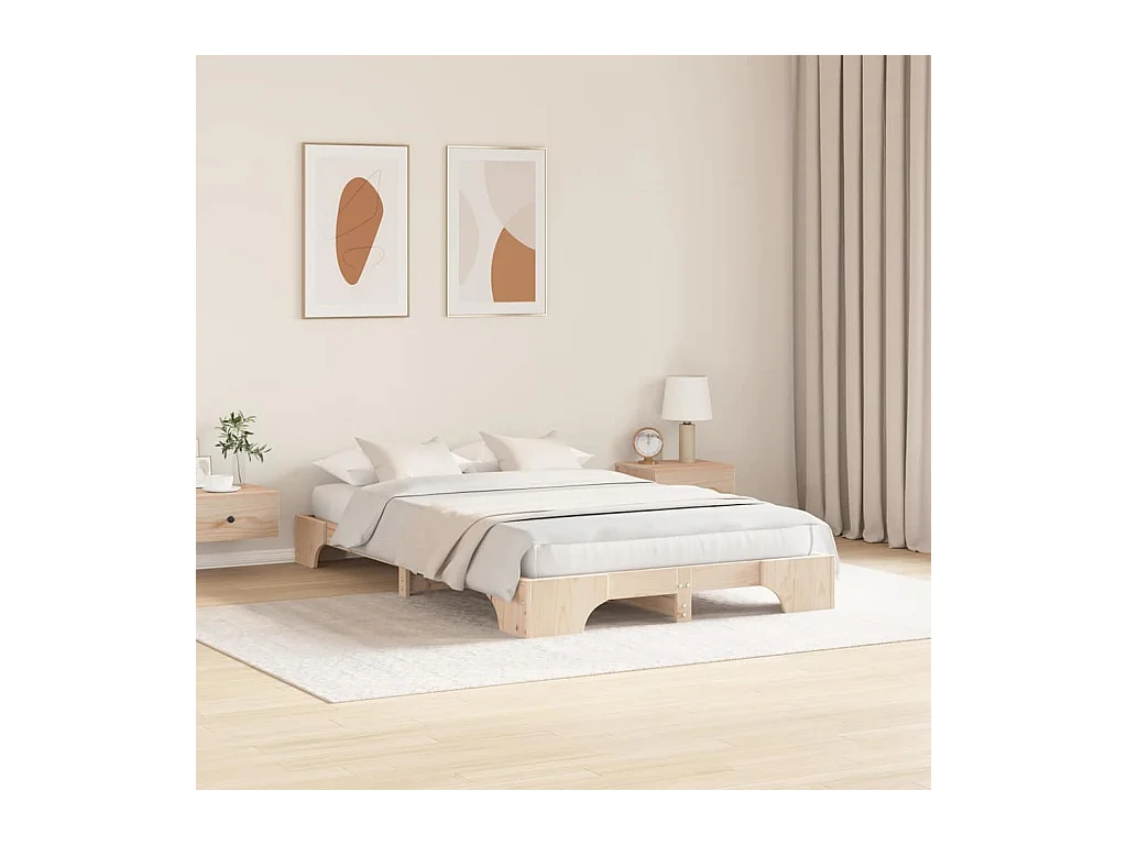 Cadre de lit Pin massif 135 x 190 cm Bois massif en pin
