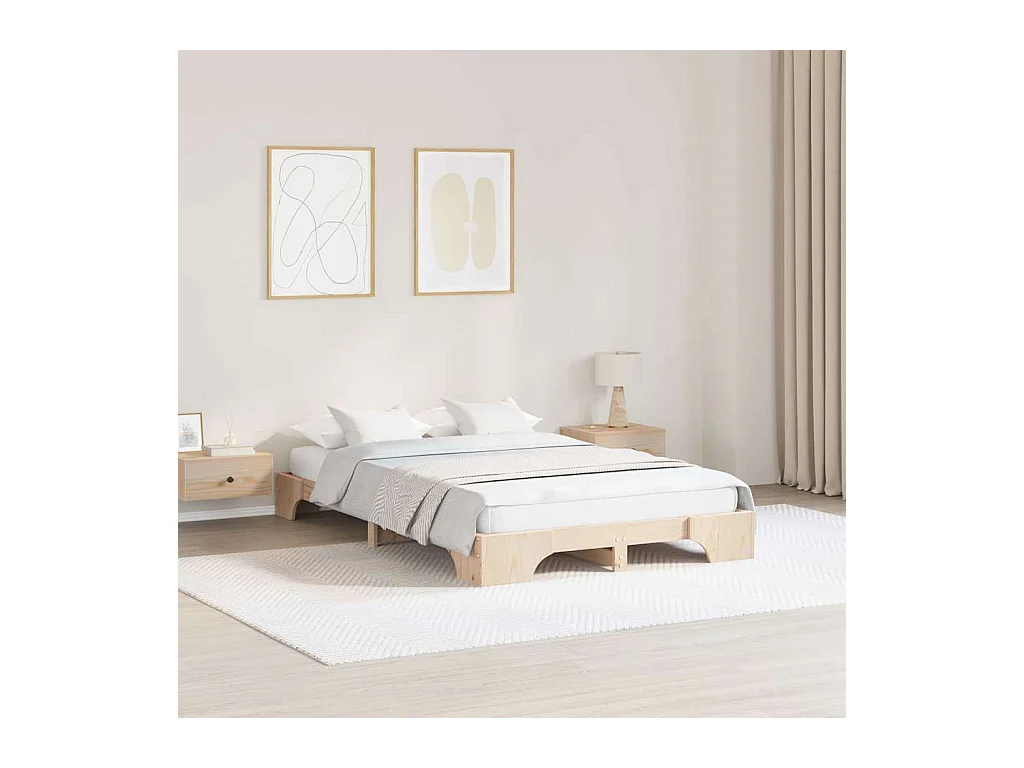 Bedframe van massief grenenhout 135 x 190 cm Massief grenenhout