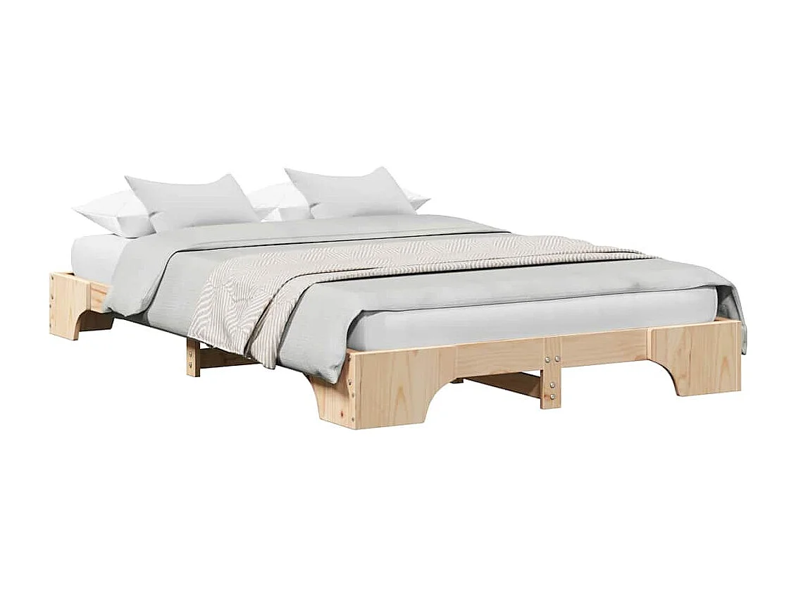 Estructura de cama de pino macizo 135 x 190 cm Madera de pino macizo