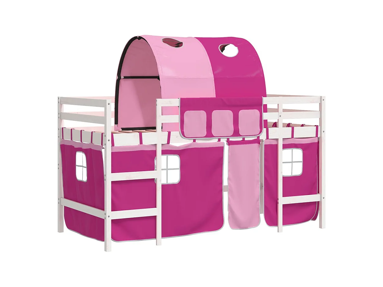 Kinderhoogslaper met tunnel zonder matras roze 90x190 cm