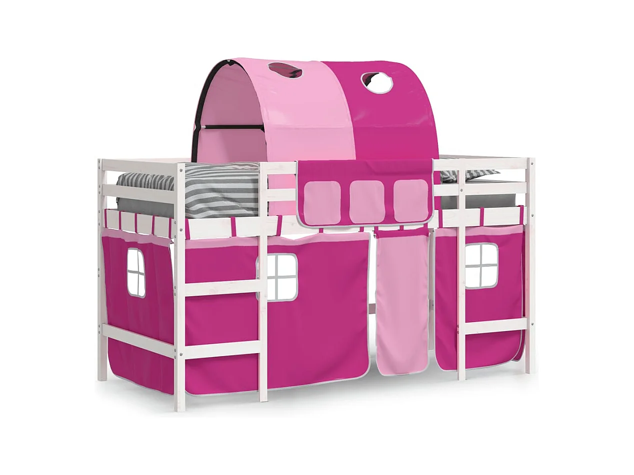 Kinderhoogslaper met tunnel zonder matras roze 90x190 cm