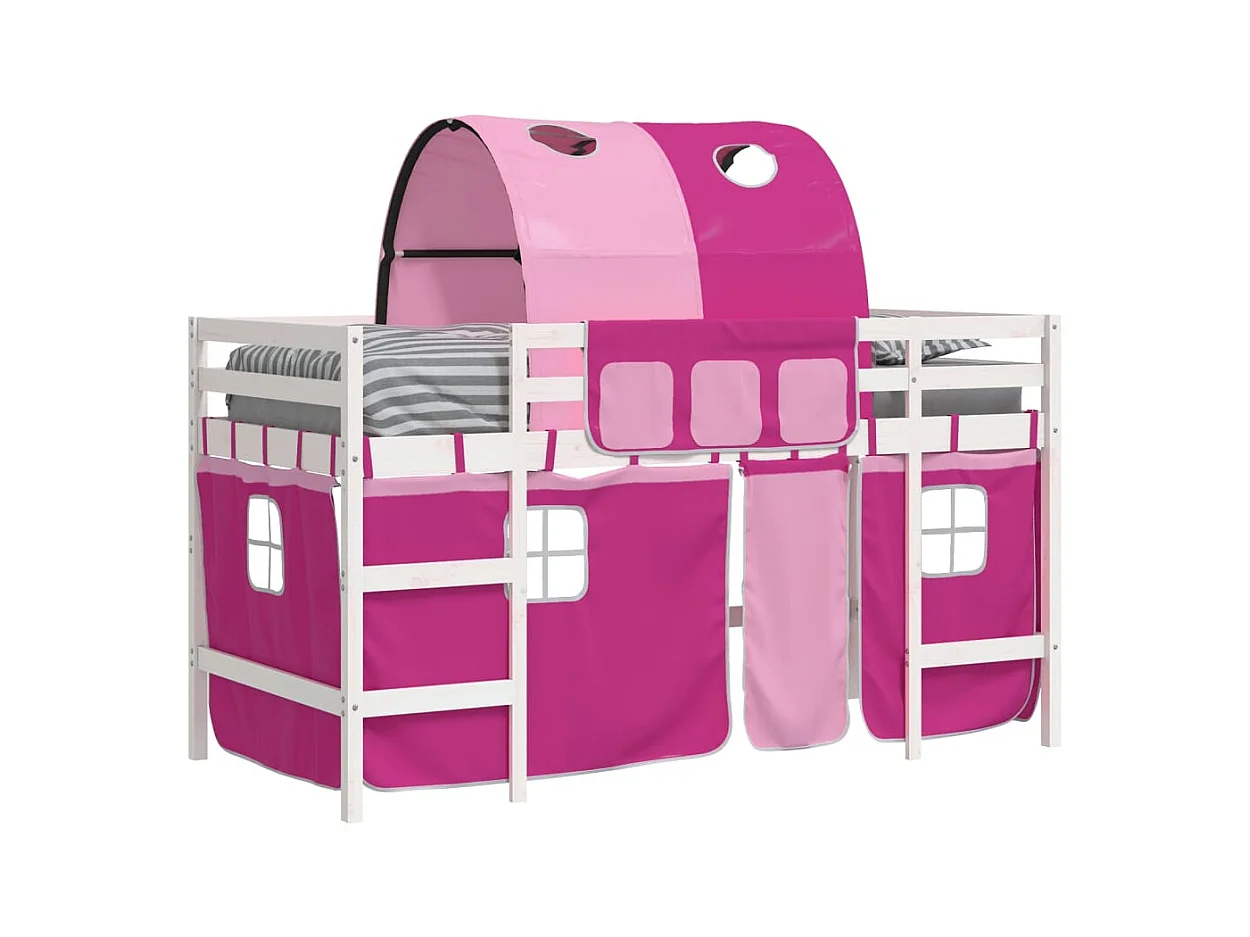 Kinderhoogslaper met tunnel zonder matras roze 90x190 cm