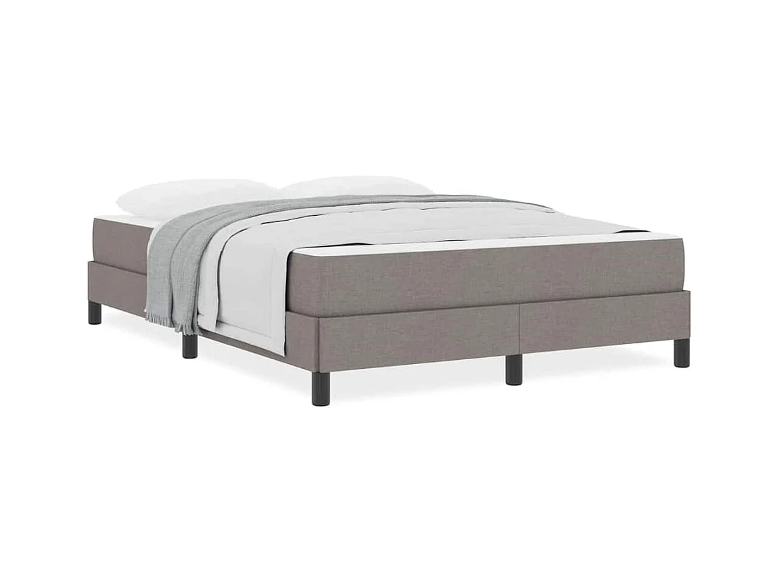 Letto a molle con materasso in tessuto Taupe 140 x 200 cm